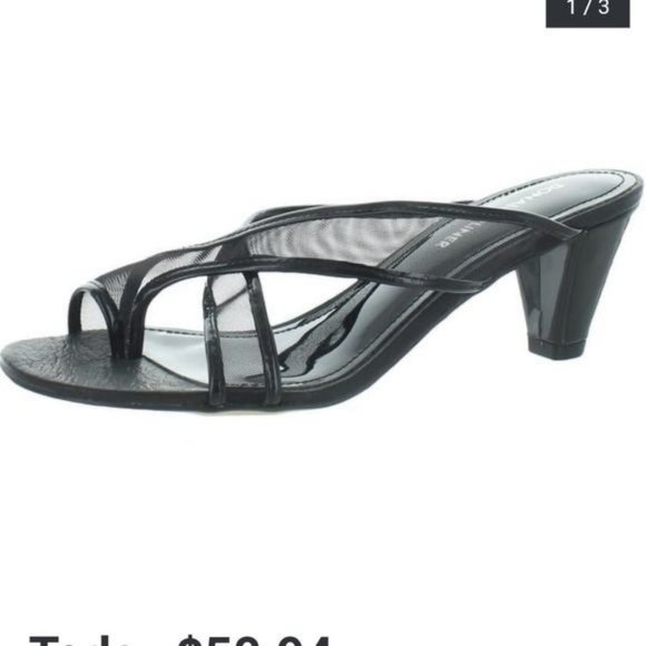 Donald J. Pliner Shoes - Donald J Pliner Black Vilo Mesh and Patent Leather Heeled Sandal size 8